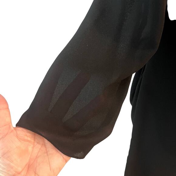 Ursula of Switzerland Black Shift Dress Sz 12 Sequin Flower Sheer Sleeve Formal - Picture 9 of 13